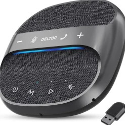 Delton C4700 Noise Reducing 360° Voice Pickup Wired/Wireless Conference Speaker Speakerphone, Black (DSC4700-WR)