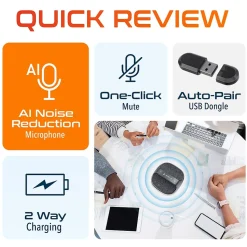 Delton C4700 Noise Reducing 360° Voice Pickup Wired/Wireless Conference Speaker Speakerphone, Black (DSC4700-WR)