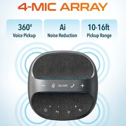 Delton C4700 Noise Reducing 360° Voice Pickup Wired/Wireless Conference Speaker Speakerphone, Black (DSC4700-WR)