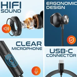 Delton 15EC Stereo Earbuds, USB Type-C (DWH15EC)