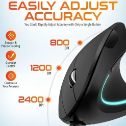 Delton Ergonomic 12 Optical USB Mouse, Black (DMERG12-U)