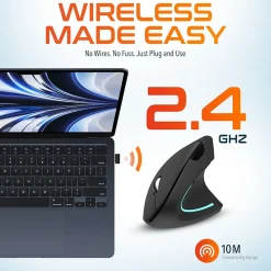 Delton Ergonomic 12 Wireless Ergonomic Optical 2.4 GHz Gaming Mouse, Black (DMERG12-WB)