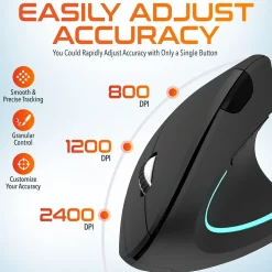 Delton Ergonomic 12 Wireless Ergonomic Optical 2.4 GHz Gaming Mouse, Black (DMERG12-WB)