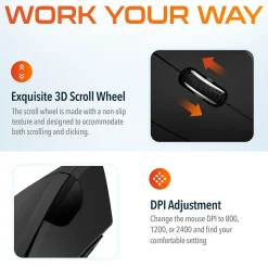 Delton Ergonomic 12 Wireless Ergonomic Optical 2.4 GHz Gaming Mouse, Black (DMERG12-WB)