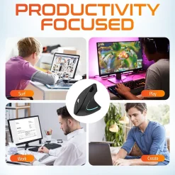 Delton Ergonomic 12 Wireless Ergonomic Optical 2.4 GHz Gaming Mouse, Black (DMERG12-WB)