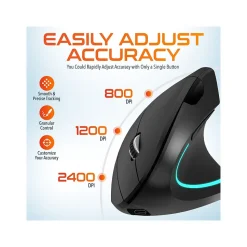 Delton Ergonomic 12 Wireless Right Handed Optical 2.4 GHz Gaming Mouse, Black (DMERG12-WR )