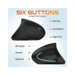 Delton Ergonomic 12 Wireless Right Handed Optical 2.4 GHz Gaming Mouse, Black (DMERG12-WR )