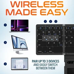 Delton F92 Foldable Portable Wireless Keyboard with Touchpad, Black (DKBF92)