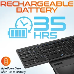 Delton F92 Foldable Portable Wireless Keyboard with Touchpad, Black (DKBF92)