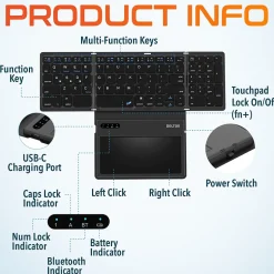 Delton F92 Foldable Portable Wireless Keyboard with Touchpad, Black (DKBF92)