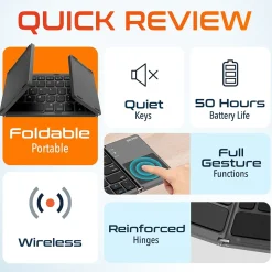 Delton F75 Small Wireless Foldable Portable Keyboard and Touchpad, Black (DKBF75)