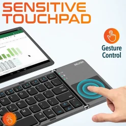 Delton F75 Small Wireless Foldable Portable Keyboard and Touchpad, Black (DKBF75)