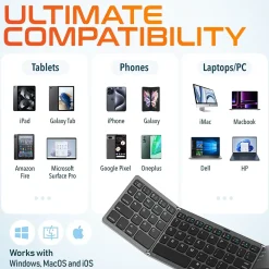 Delton F75 Small Wireless Foldable Portable Keyboard and Touchpad, Black (DKBF75)