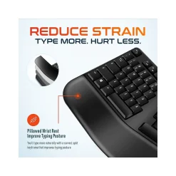 Delton G20 Wireless Ergonomic Computer Keyboard and Optical Mouse Combo, Black (DKMKITERG20-WB)