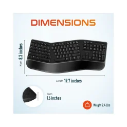 Delton G18 Wireless Ergonomic Computer Keyboard and Optical Mouse Combo, Black (DKMKITERG18-WB)