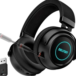 Delton G520 Wireless Noise Canceling Bluetooth Stereo Business/Gaming Over-the-Ear Computer Headset, Black (DBHG520)