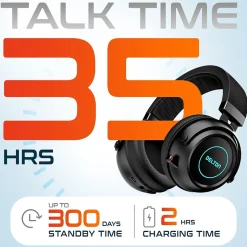 Delton G520 Wireless Noise Canceling Bluetooth Stereo Business/Gaming Over-the-Ear Computer Headset, Black (DBHG520)