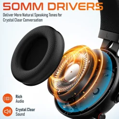 Delton G520 Wireless Noise Canceling Bluetooth Stereo Business/Gaming Over-the-Ear Computer Headset, Black (DBHG520)