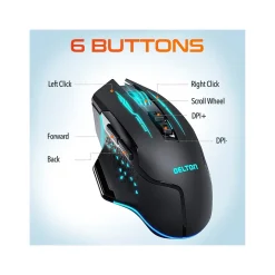 Delton G37 Wireless Optical Gaming Mouse, Black (DMGAM37ERG)