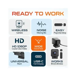 Delton HD 1080p Wireless Webcam, 2.1 Megapixels, Black (DCWC50)