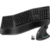 Delton KB200 & S12 Wireless Ergonomic Keyboard and Optical Mouse Combo, Black (DKMKITERG12-WB)