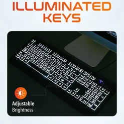 Delton KB20 Large Button/Key Keyboard with Backlight, Black (DBKBG20)