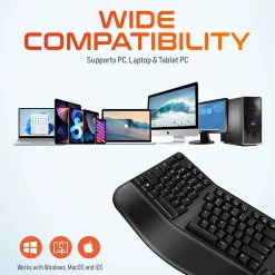 Delton KB200 Wireless Ergonomic Keyboard, Black (DKBERG24G8-WB)