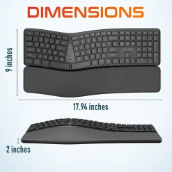 Delton KB250 Wireless Ergonomic Keyboard, Black (DKBE250-WB)