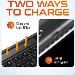 Delton KB90 Wireless Rechargeable Solar (Light) Powered Keyboard, Black (DKBSLR90)