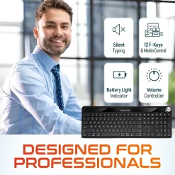 Delton KB90 Wireless Rechargeable Solar (Light) Powered Keyboard, Black (DKBSLR90)