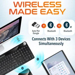 Delton KB90 Wireless Rechargeable Solar (Light) Powered Keyboard, Black (DKBSLR90)