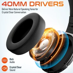 Delton M101 Wireless Active Noise Canceling Bluetooth Stereo Business/Gaming Over-the-Ear Computer Headset, Black (DBHM101D)