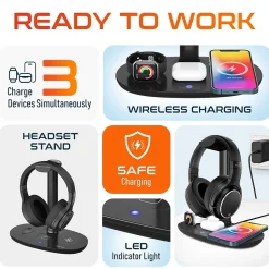 Delton M101 Wireless Noise Canceling Bluetooth Stereo Computer Headset and Stand, Black (DHSWC1101XD)