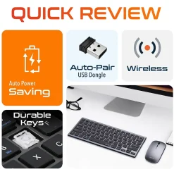 Delton N35 Portable/Travel/Small Wireless Keyboard and Mouse Combo, Silver (DKMKITMIN35-WB)