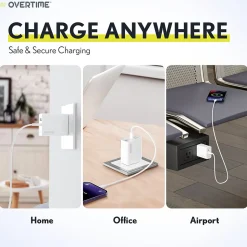 Delton Overtime USB-C/USB Wall & Car Chargers with Apple MFi Certified Cable for iPhone/iPad, White (CE14542A)