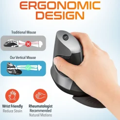 Delton S22 Vertical Wireless Optical 2.4 GHz Mouse, Black (DMERGS22-WB)