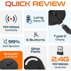 Delton S16 Wireless Ambidextrous Optical 2.4 GHz Mouse, Black (DMS16-WR)