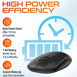 Delton S15 Wireless Ambidextrous Optical 2.4 GHz Mouse, Black (DMS15-WB)