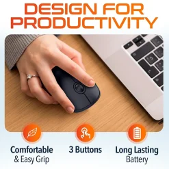 Delton S15 Wireless Ambidextrous Optical 2.4 GHz Mouse, Black (DMS15-WB)