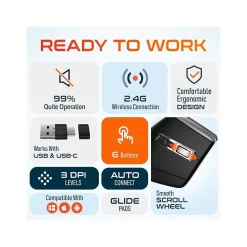 Delton S20 Wireless Optical Mouse, Black (DMS20-WB)