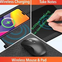 Delton S8/D101 Wireless Optical 2.4 GHz Mouse and Non-Skid Mouse Pad, Black (DMMPADKIT101)