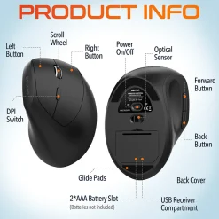 Delton S12P Wireless Optical 2.4 GHz Mouse, Black (DMERGS12P-WB)