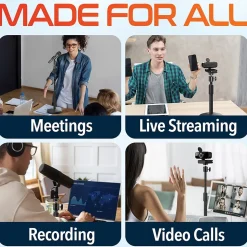 Delton T301 360° Webcam Stand, Camera Stand for Video Calls/Streaming/Recording, Black (DCT301)