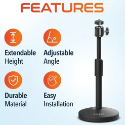 Delton T301 360° Webcam Stand, Camera Stand for Video Calls/Streaming/Recording, Black (DCT301)