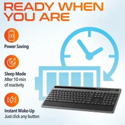 Delton T42 Wireless Ergonomic Computer Keyboard with Tablet Holder, Black (DKBT42-WB)