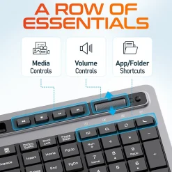 Delton T42 Wireless Keyboard with Tablet Holder and M42 Optical Mouse Combo, Black (DKBMT42-WB)