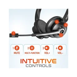 Delton 30X Wireless Noise Canceling Bluetooth Stereo Headset with Auto-Pair USB Dongle and Headset Hook (DBTHEAD30XBTDLHSAS1)