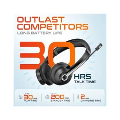 Delton 30X Wireless Noise Canceling Bluetooth Stereo Headset with Auto-Pair USB Dongle and Headset Hook (DBTHEAD30XBTDLHSAS1)