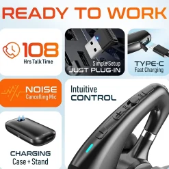 Delton 95X Wireless Noise Canceling Bluetooth Computer Headset, MS Teams, Black (DBH95X)