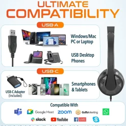 Delton 12Y Noise-Canceling Stereo On-Ear Headset, USB Type-A (DWH12YAC)